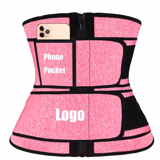 Neoprene Black Trimmer Sweat Sauna Waist Trainer with Zipper Phone Pocket