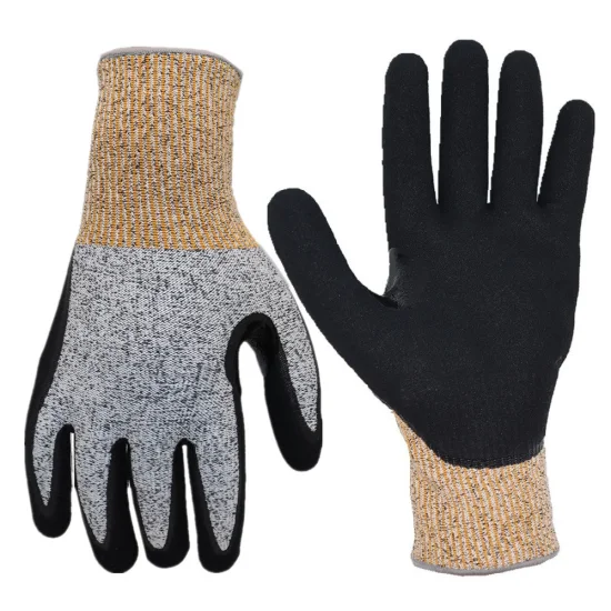 13G Hppe Liner Cut Resistant Work Gloves with Nitrile Coated